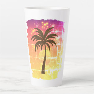 Sparkling Sunset Palm Tree Tropical Paradise Sil Latte Mug