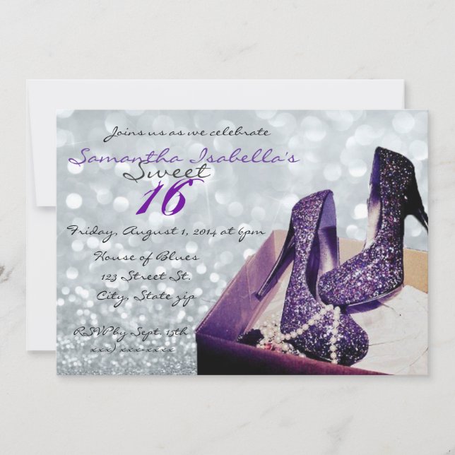 Sparkling Sweet 16 Invitation (Front)