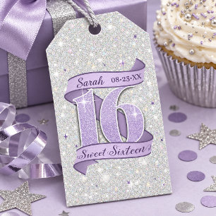 Sparkling Sweet 16 Violet Silver ID1333 Gift Tags
