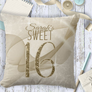 Sparkling Swirls Sweet Sixteen Gold ID652 Cushion