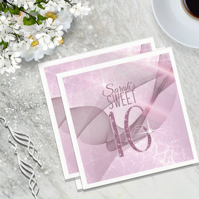 Sparkling Swirls Sweet Sixteen Orchid Pink ID652 Napkin (Creator Uploaded)