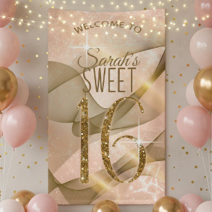 Sparkling Swirls Sweet Sixteen Rose Gold ID652 Banner