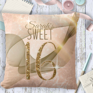 Sparkling Swirls Sweet Sixteen Rose Gold ID652 Cushion