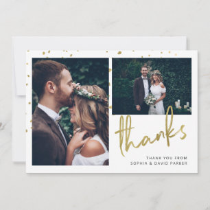 Sparkling Thanks Two Photo Wedding Thank You Card