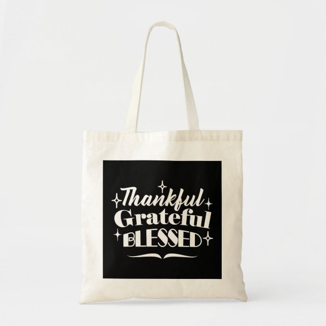 Sparkling Thanksgiving Quote Holiday Design Tote Bag (Front)