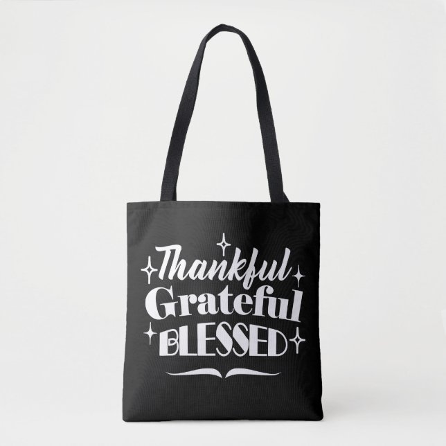 Sparkling Thanksgiving Quote Holiday Design Tote Bag (Front)