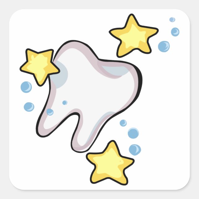 Sparkling Tooth Square Sticker (Front)