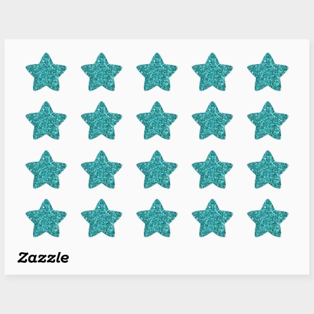 Sparkling Turquoise Pattern Star Sticker (Sheet)