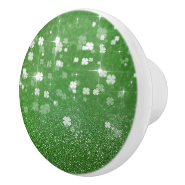 Sparkling Twinkle Glitter Clover - Ceramic Knob (Right)
