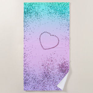 Sparkling UNICORN Girls Glitter Heart #9b  Beach Towel