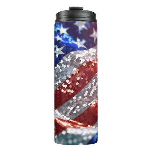 Sparkling USA Flag 4th of July Independence Day Thermal Tumbler