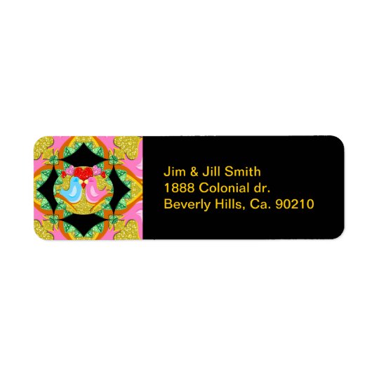 Sparkling Valentine Kissy Birds Return Address Label