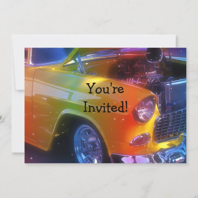 Sparkling Vintage Classic Car Retirement Birthday Invitation (Front)