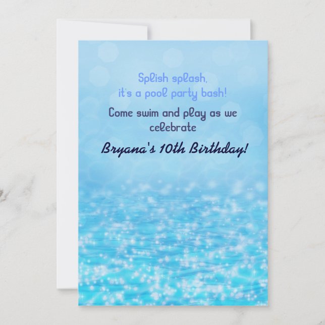 Sparkling Water Beach Pool Party Invitation (Front)