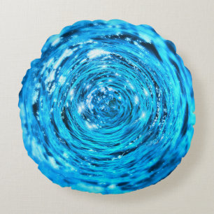 Sparkling water swirl round cushion