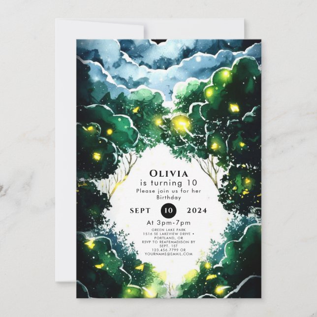 Sparkling Whimsy Woodland Birthday Invitation (Front)