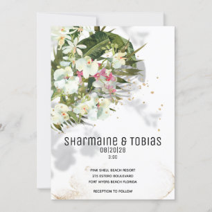 Sparkling White Orchid Wedding Invitation