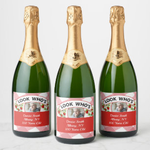 Sparkling Wine 100th Birthday Labels-Customisable Label