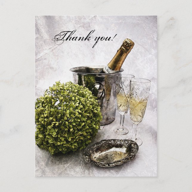 Sparkling wine and crystal goblets - thank you! postcard (Front)