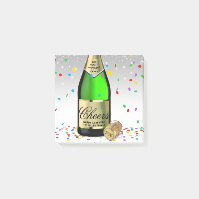 Sparkling Wine Bottle Happy New Year 2025  Post-it Notes (Front)