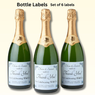 Sparkling Wine Bottle Labels - Blue Peony Wedding