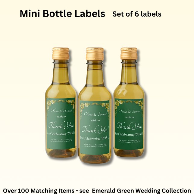 Sparkling Wine Bottle Labels, Emerald Green & Gold Label (Creator Uploaded)