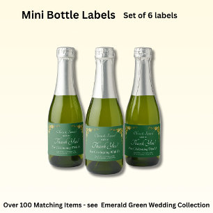 Sparkling Wine Bottle Labels, Emerald Green & Gold Label