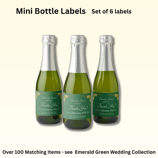 Sparkling Wine Bottle Labels, Emerald Green & Gold Label (Creator Uploaded)
