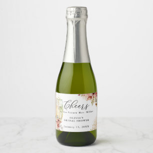 Sparkling Wine Glass Rust and Gold Bridal Shower Label