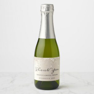 Sparkling Wine Glitter Drips Bridal Shower Thank Y Sparkling Wine Label