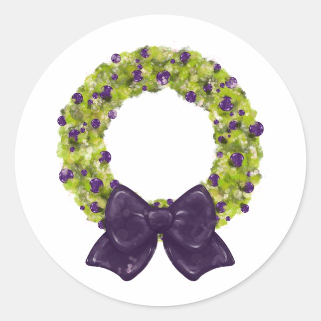 Sparkling Wreath - Multiple Colour Options Classic Round Sticker (Front)