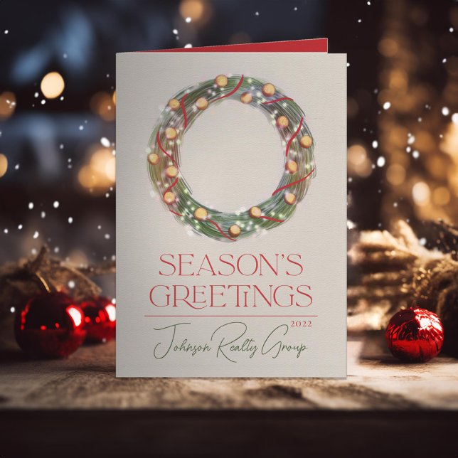 Sparkling Wreath Season's Greetings Holiday Card (Creator Uploaded)
