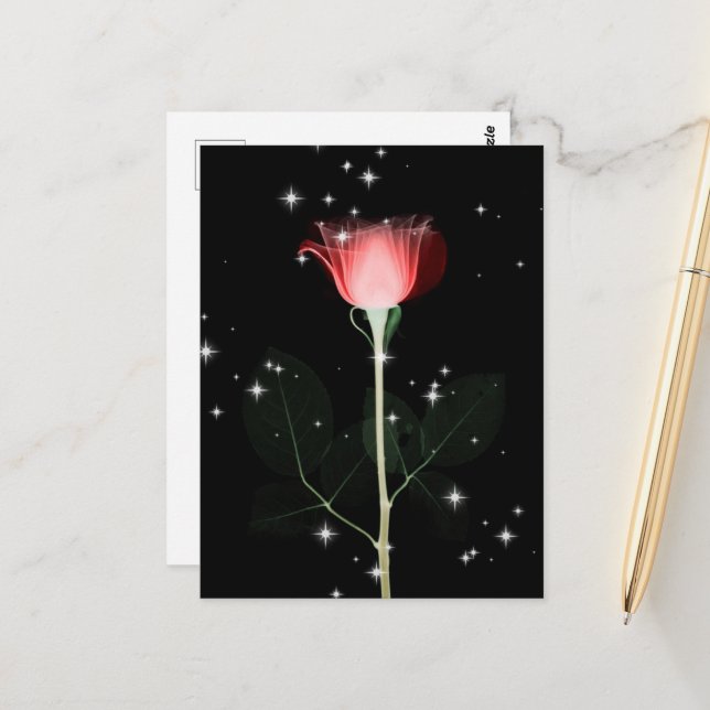 Sparkling X-Ray Flower - Red Postcard (Front/Back In Situ)