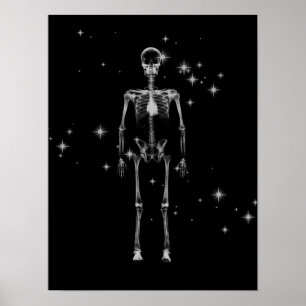 Sparkling X-Ray Skeleton - B&W Poster