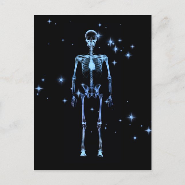 Sparkling X-Ray Skeleton - Blue Postcard (Front)