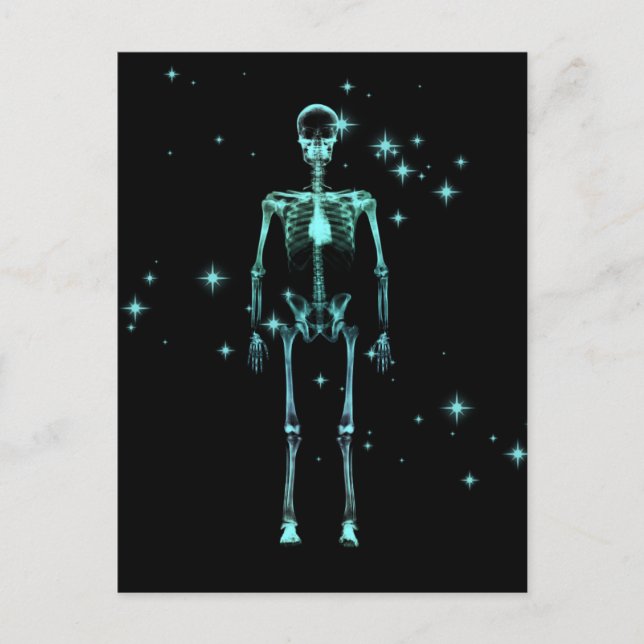 Sparkling X-Ray Skeleton - Teal Postcard (Front)