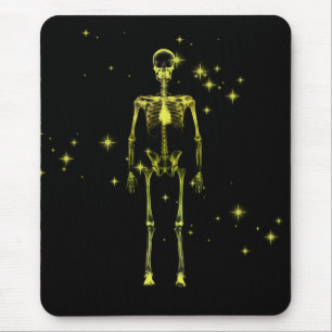 Sparkling X-Ray Skeleton - Yellow Mouse Pad