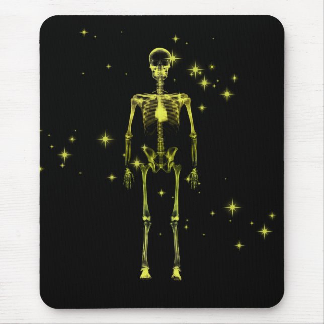 Sparkling X-Ray Skeleton - Yellow Mouse Pad (Front)