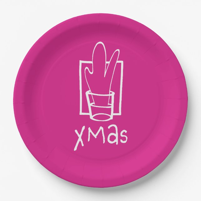 Sparkling Xmas with Pink Paper Plate (Front)