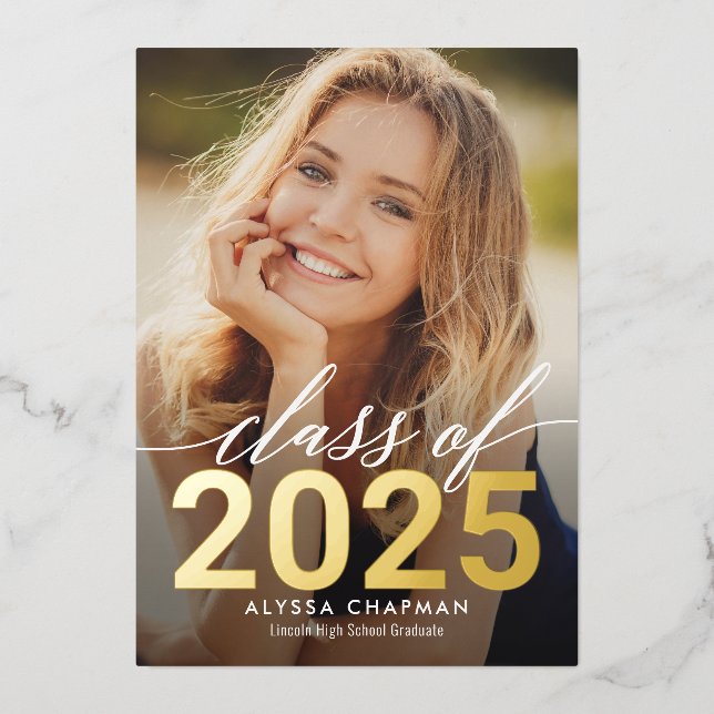  Sparkling Year Foil Graduation Photo Announce (Front)