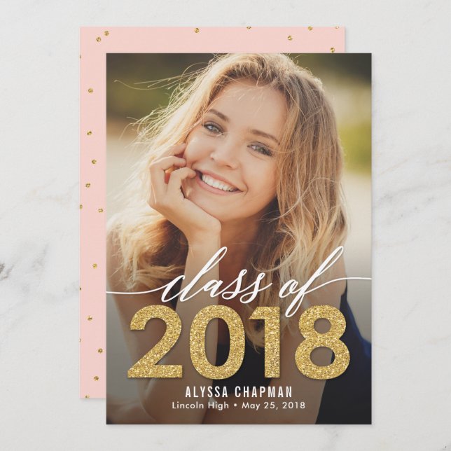 Sparkling Year Graduation Announcement Invitation (Front/Back)