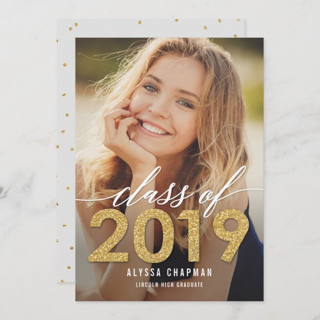 Sparkling Year Graduation Announcement Invitation (Front/Back)