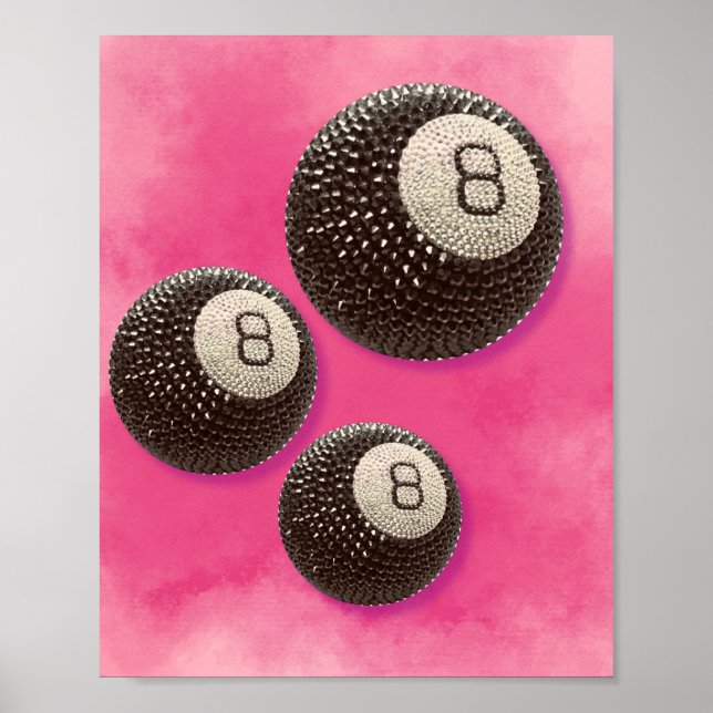 Sparkly 8 Ball Glam Design, Fun Lucky Charm Poster (Front)