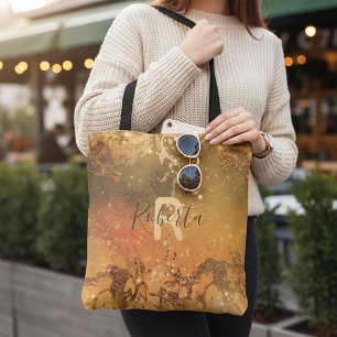 Sparkly Abstract Copper Bronze Modern Glam Chic Tote Bag