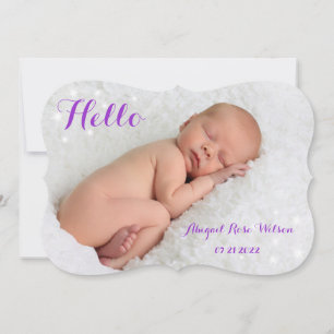 Sparkly Birth Announcement in purple