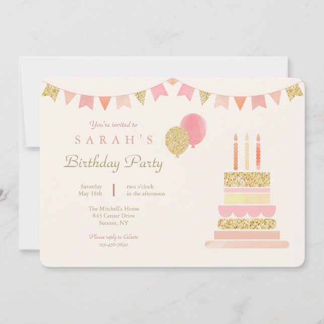 Sparkly Birthday Party Invitation (Front)