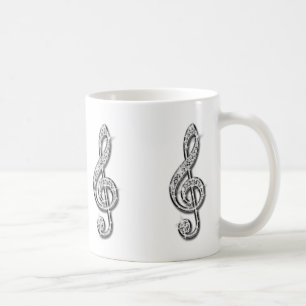 Sparkly Black And Silver Music Note Coffee Mug