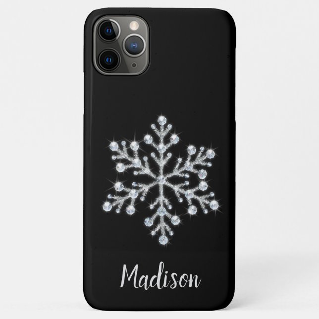 Sparkly Black Monogram iPhone Case (Back)