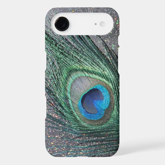 Sparkly Black Peacock Feather Still Life Case-Mate iPhone Case (Back)