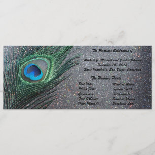 Sparkly Black Peacock Wedding Program